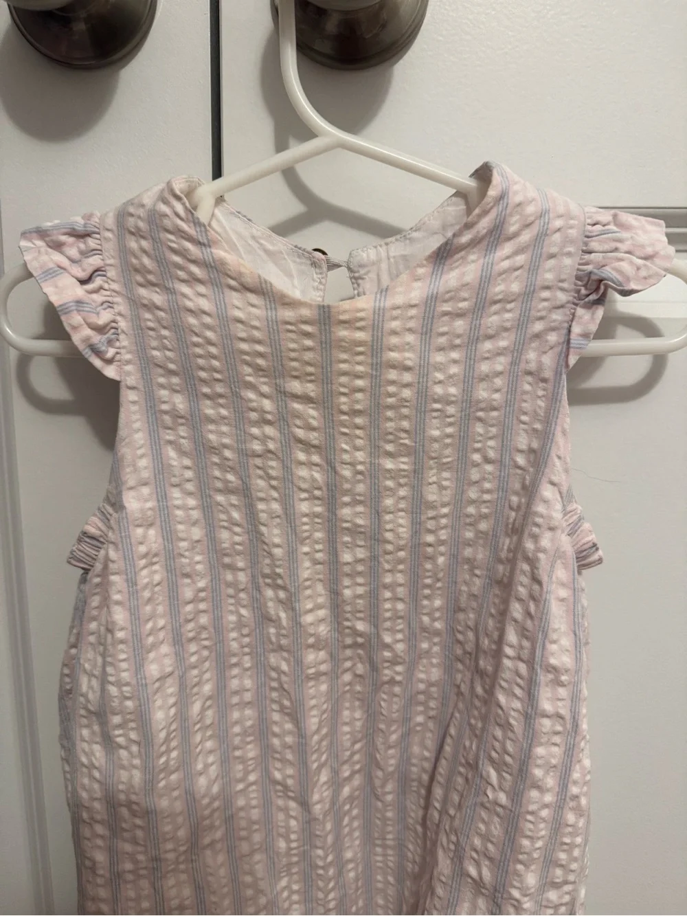Hannah Kate Pink Seersucker Striped Bubble - 18m